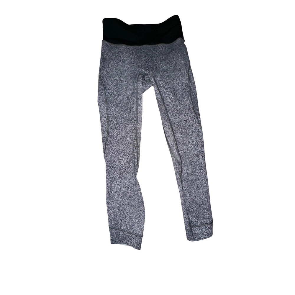 Lululemon Size 6 ‎ Activewear Legging Herringbone Black Grey